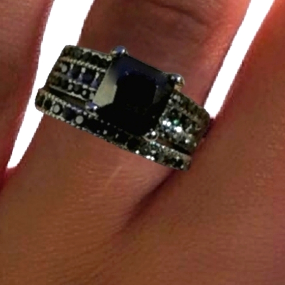 Black Sapphire 8.81 CTW, 925SS Ring SET | Size 8 | His & Hers | NEW - Picture 12 of 14